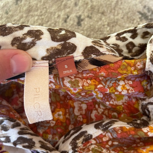 Anthropologie Pilcro Multicolor Floral and Leopard Print blouse - Picture 3 of 3